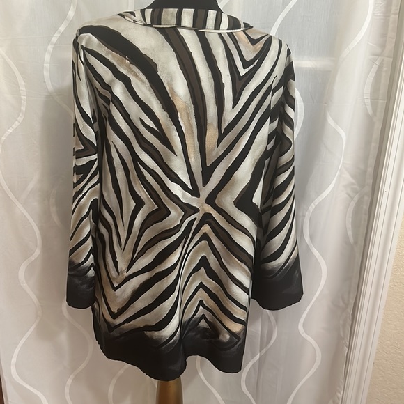 R.Q.T Black, Brown & Tan, Beaded, V Neck, Animal Print Top, Size XL - Picture 4 of 9